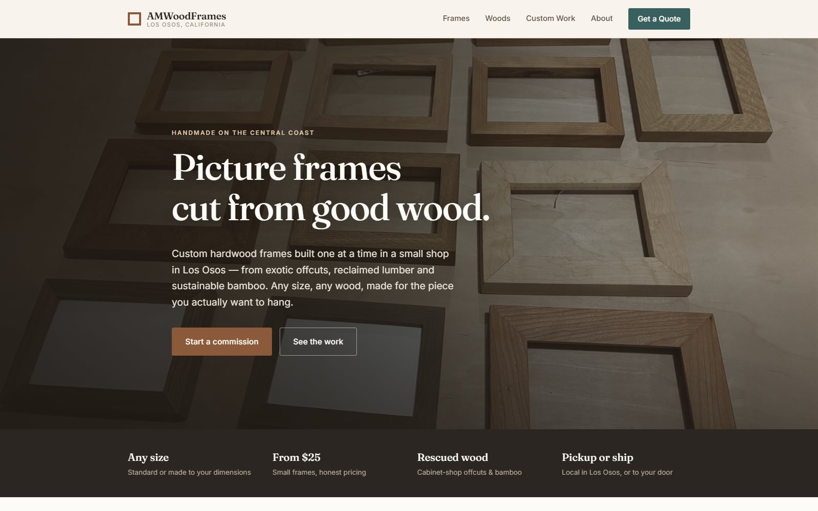 AMWoodFrames website by 805 DESIGN