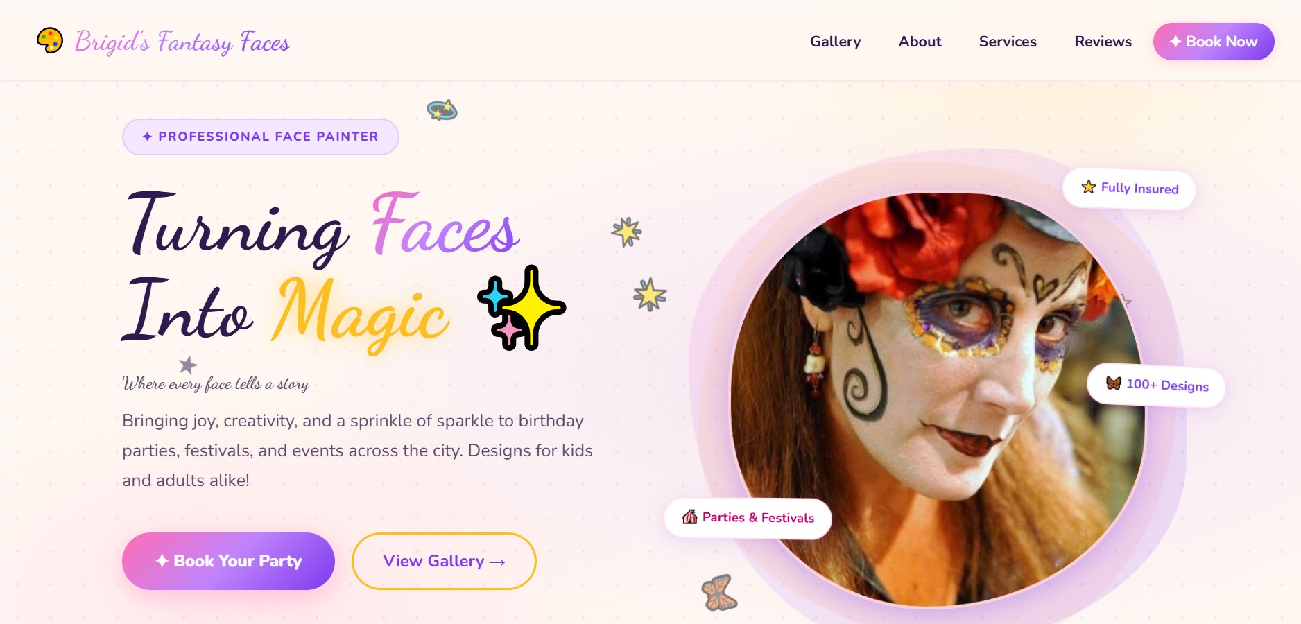 Brigid's Fantasy Faces website by 805 DESIGN