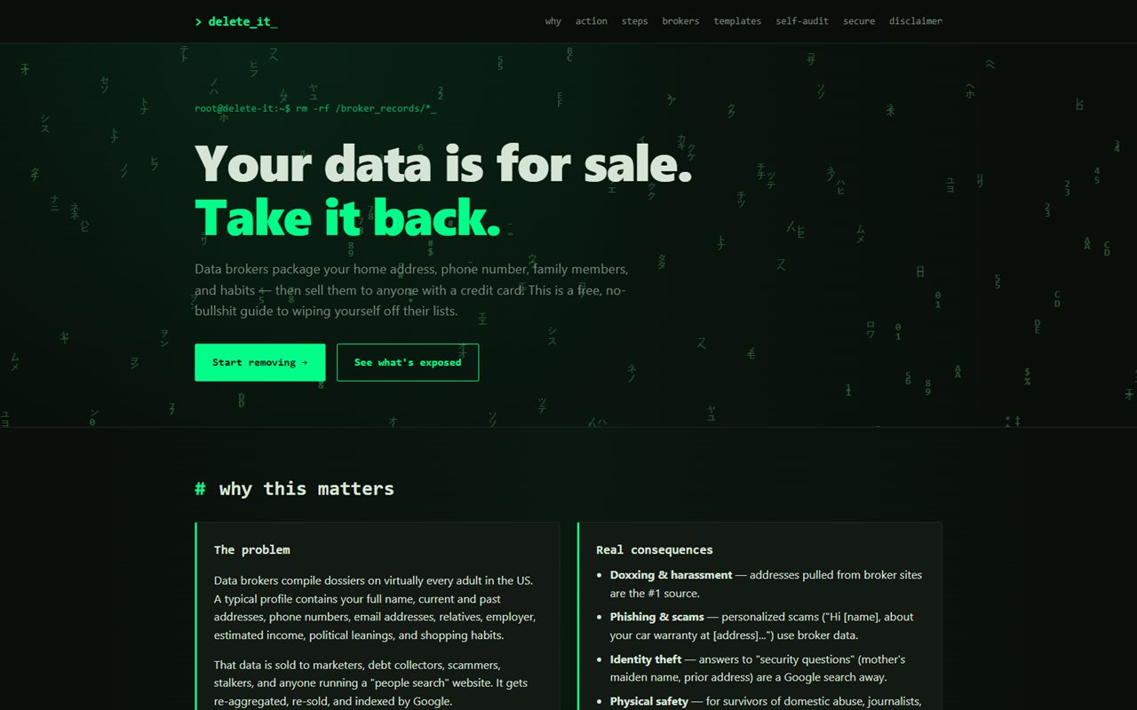 Data Removal Guide home page