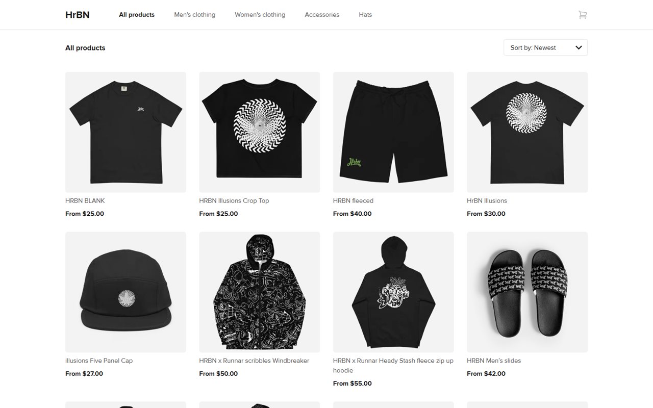 HrBN clothing brand storefront