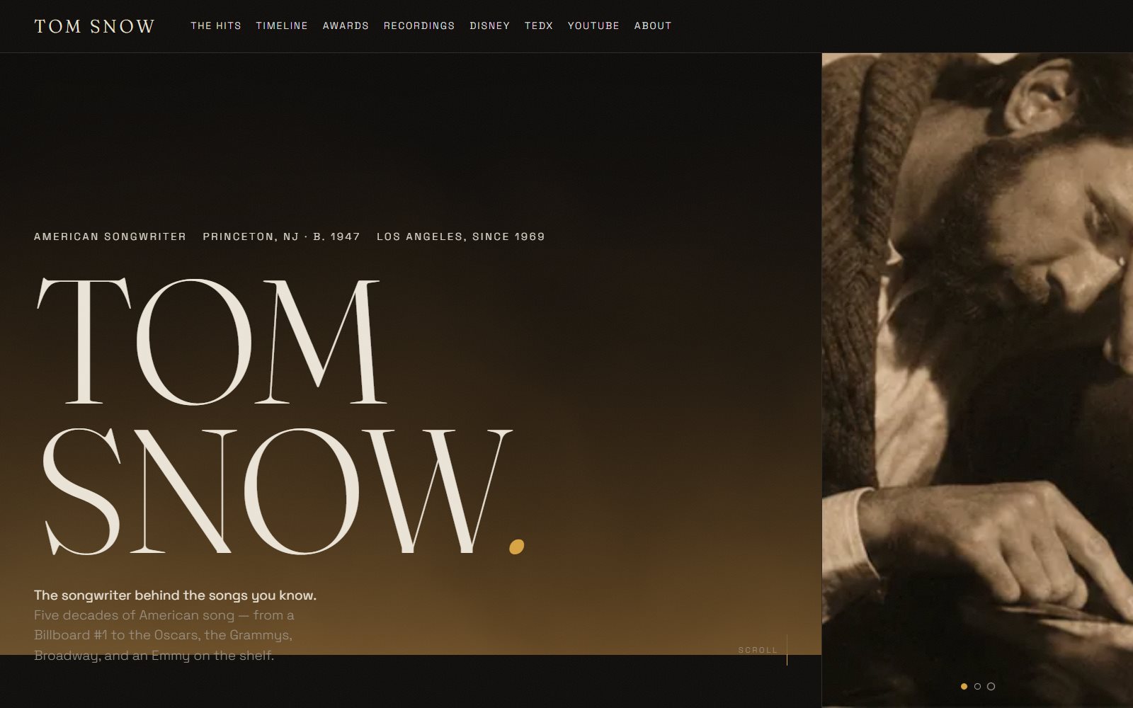 Tom Snow songwriter website by 805 DESIGN